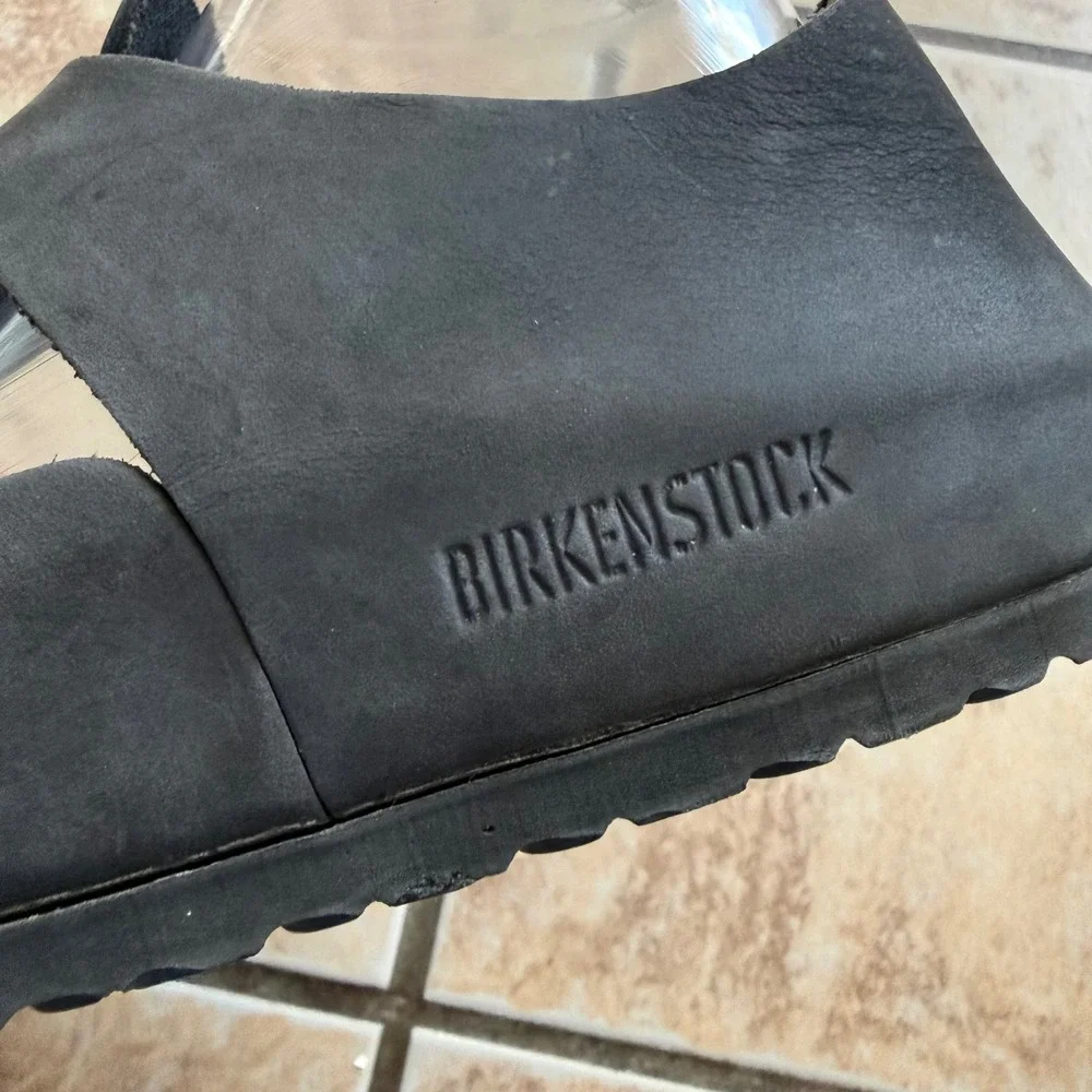 Birkenstock T-Strap Black Oiled Leather Clogs Mary Jane EU 40 L9 M7 Germany - Picture 9 of 14